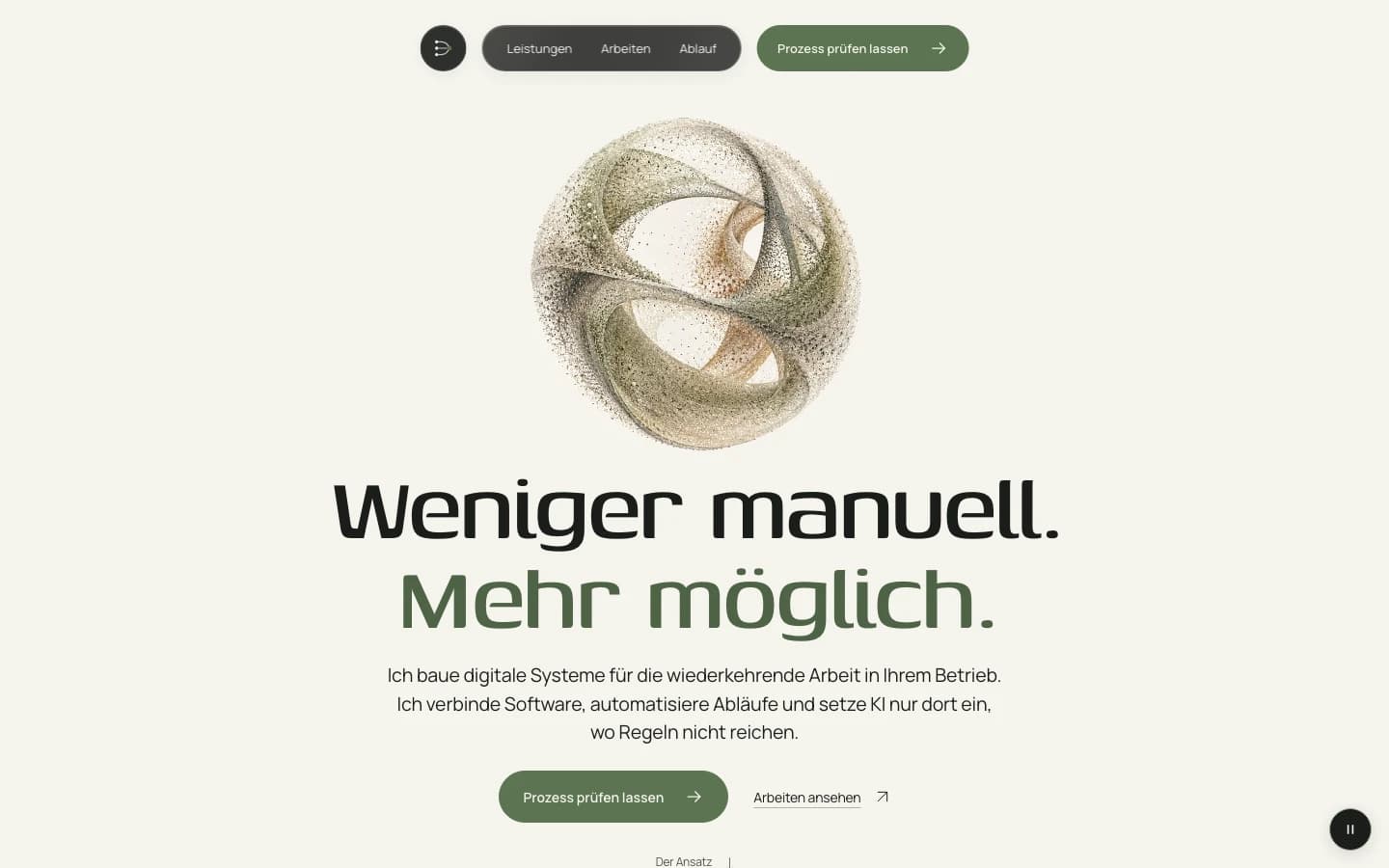 The DerKIArchitekt website with its clear path from offer to enquiry