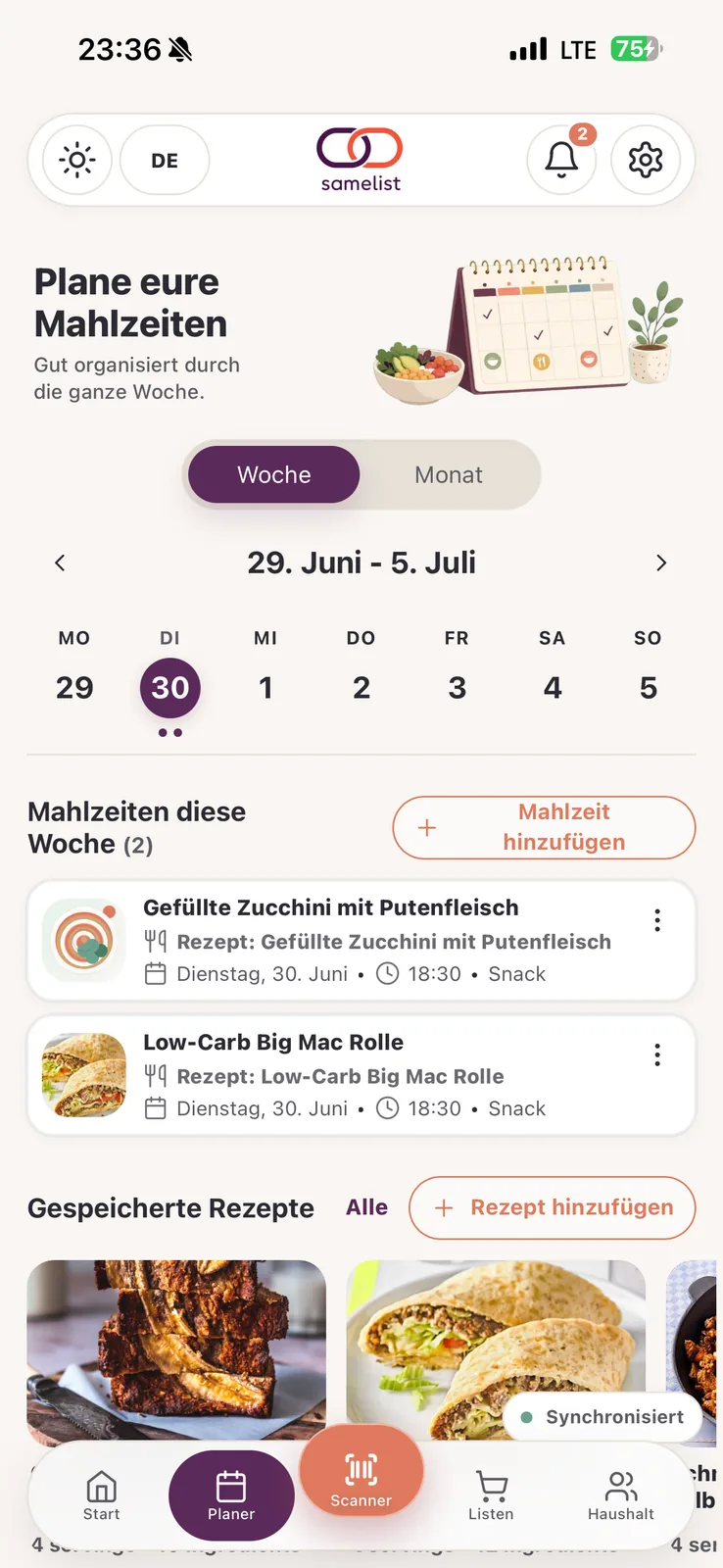 SameList meal planner